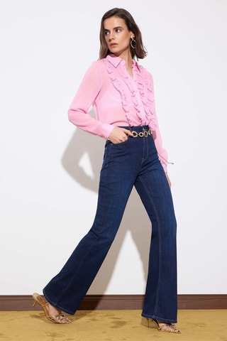 Jean flare taille haute - Bleu foncé