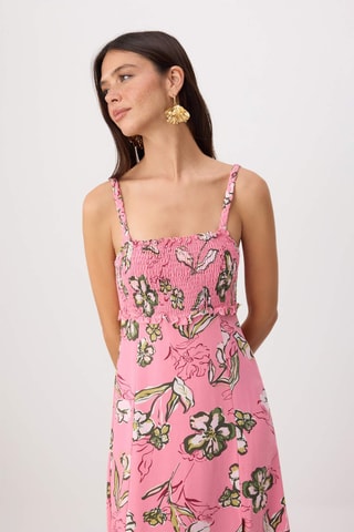 Robe midi en lin - Multicolore