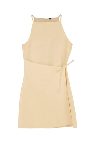 Robe portefeuille en lin - Jaune clair