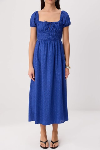 Robe patineuse en broderie anglaise - Bleu foncé