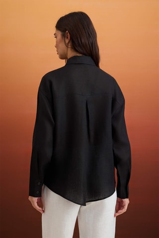 Chemisier oversize en lin - Noir