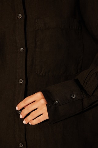 Chemisier oversize en lin - Noir