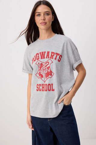 Camiseta relaxed fit Hogwarts Harry Potter - Gris