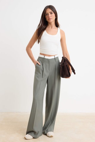 Pantalón wide leg - Caqui