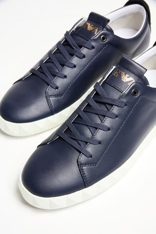 Baskets en cuir - Bleu nuit - Emporio Armani