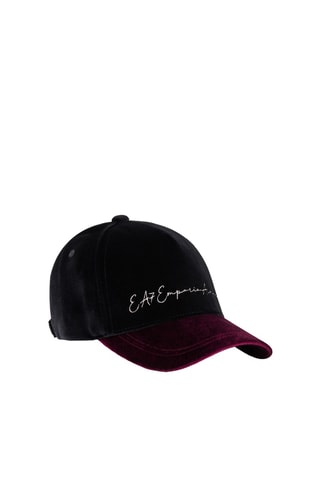Casquette en velours - Noir et fuchsia