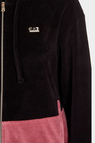 Sweat à capuche et jogging en velours - Noir et rose