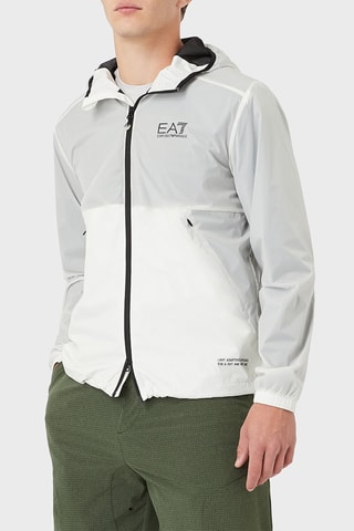 Veste à capuche - Blanc et gris clair