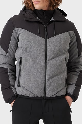 Doudoune à capuche - Noir et gris clair chiné