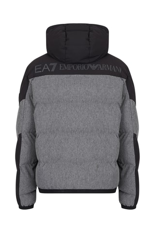 Doudoune à capuche - Noir et gris clair chiné