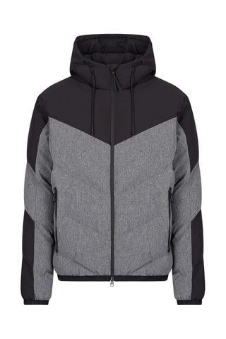 Doudoune à capuche - Noir et gris clair chiné
