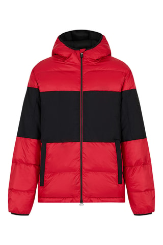 Doudoune à capuche - Rouge et noir