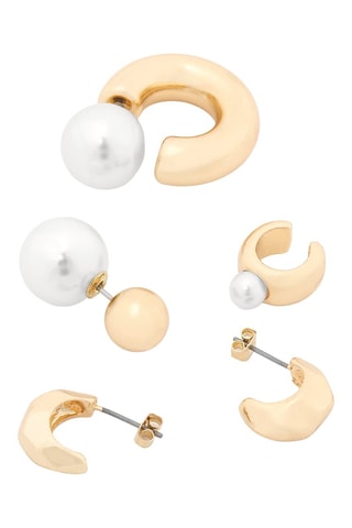 4 orecchini e ear cuff - Dorato