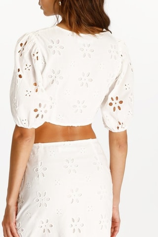 Crop top en broderie anglaise - Blanc