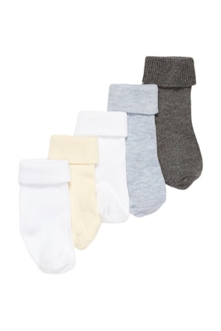 5 paia di calze - Bianco e grigio chiaro melange