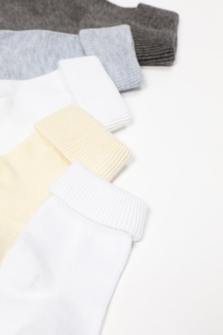 5 paia di calze - Bianco e grigio chiaro melange