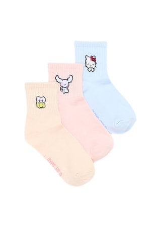 3 paio di calze Hello Kitty Sanrio - Rosa e celeste