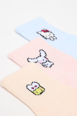 3 paio di calze Hello Kitty Sanrio - Rosa e celeste