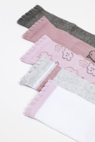 5 paia di calze - Bianco e rosa