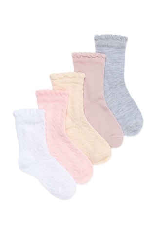5 paia di calze - Bianco e rosa