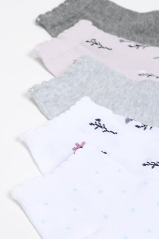 5 paia di calze - Bianco, grigio chiaro melange e rosa