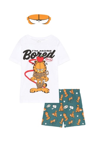 Pyjama 3 pièces Garfield - Blanc et vert foncé