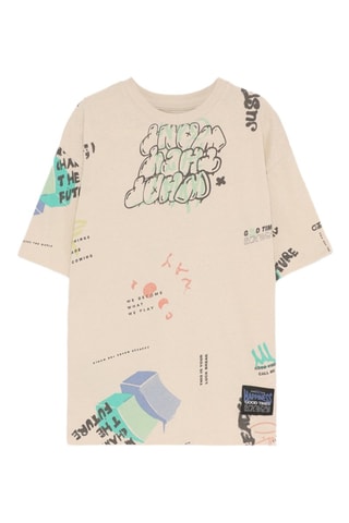 T-shirt - Ecrù e verde chiaro