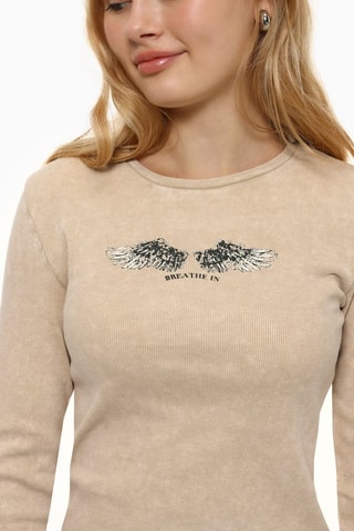 T-shirt - Beige et noir