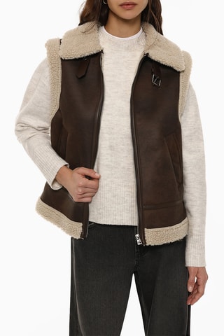 Veste réversible sans manches - Marron et écru