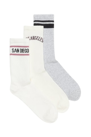 3 paia di calze - Bianco e grigio chiaro melange