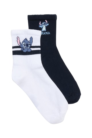 2 paia di calze Stitch Lilo & Stich Disney - Bianco e navy
