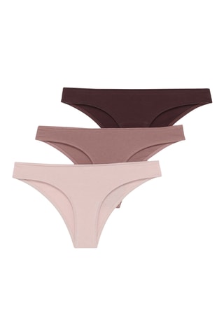 3 bragas brasileñas - Marrón y rosa