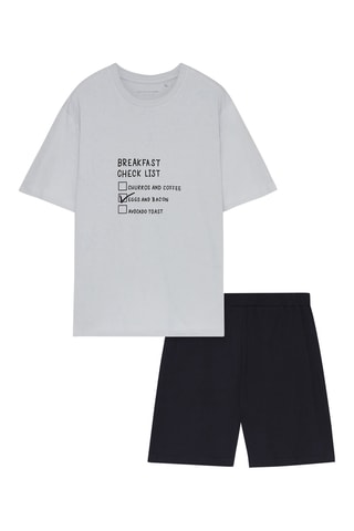 T-shirt de pyjama - Gris clair et noir
