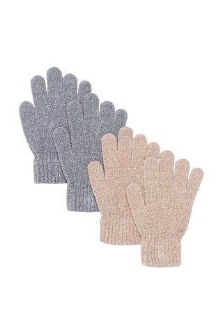 2 paires de gants - Beige et gris chiné