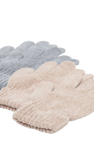 2 paires de gants - Beige et gris chiné