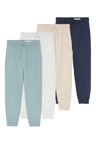 4 pantaloni sportivi - Navy, grigio chiaro melange e beige