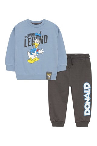 Felpa e pantaloni sportivi Paperino Disney - Celeste e antracite