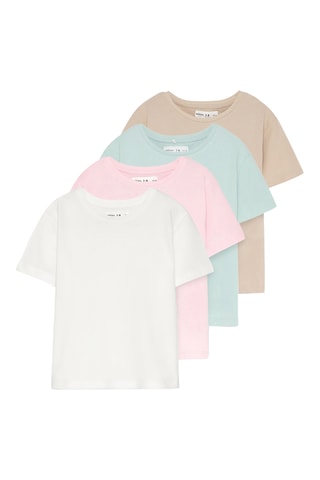4 t-shirts - Blanc, rose et vert d’eau