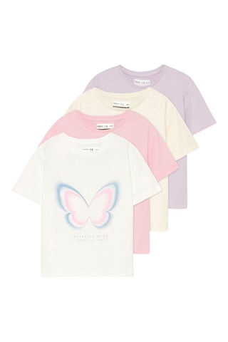 4 t-shirt - Bianco, rosa e malva