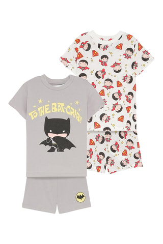 2 pyjamas Batman et Superman La Ligue des Justiciers DC Comics - Gris clair et blanc