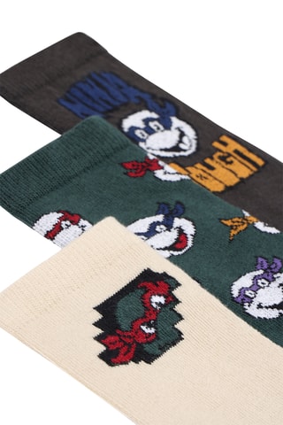 3 paires de chaussettes Tortues Ninja - Beige, vert foncé et noir