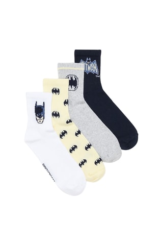 4 paires de chaussettes Batman La Ligue des Justiciers DC Comics - Blanc et jaune
