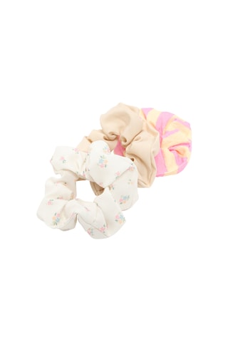 3 scrunchie - Bianco e rosa