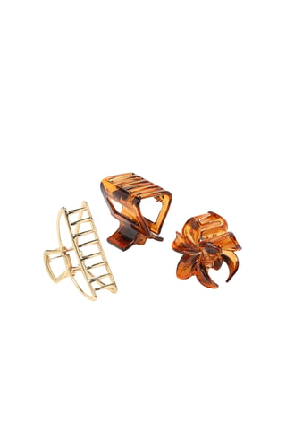 3 pinze per capelli - Marrone