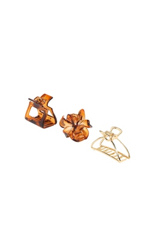3 pinze per capelli - Marrone