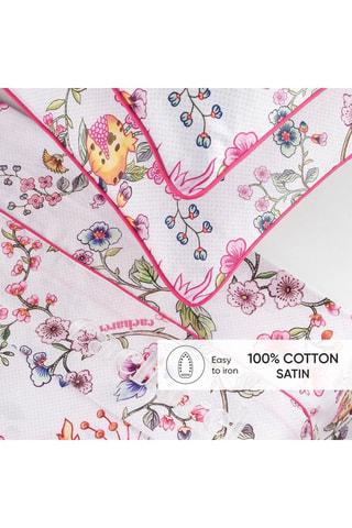 Funda de almohada de satén de algodón 80 hilos/cm² Jardin secret - Blanco