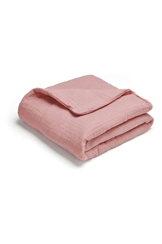 Manta de gasa de algodón 85 hilos/cm² Uni - Rosa - 80 x 120 cm