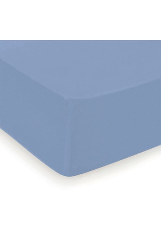 Sábana bajera de satén de algodón 200 hilos/cm² Pansy - Celeste
