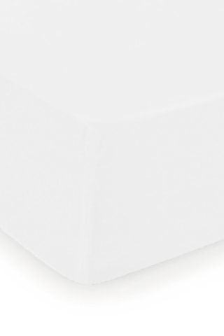 Sábana bajera de satén de algodón 200 hilos/cm² Floral - Blanco