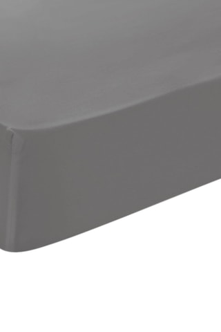 Sábana bajera de satén de algodón 200 hilos/cm² Liso - Gris